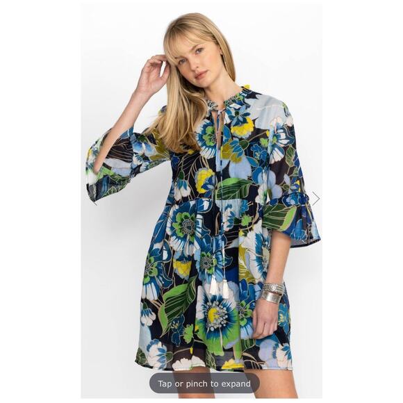 Johnny Was Ciro boho dress in Pullover Linen Dress Cover Up Blue Size Small 1787 - Picture 1 of 14